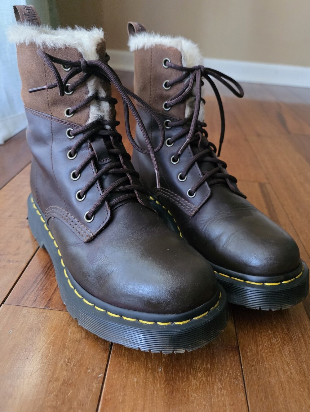 Dr. Martens 1460 Kolbert Women's 8 Brown Leather Faux Fur Lined Combat Boots